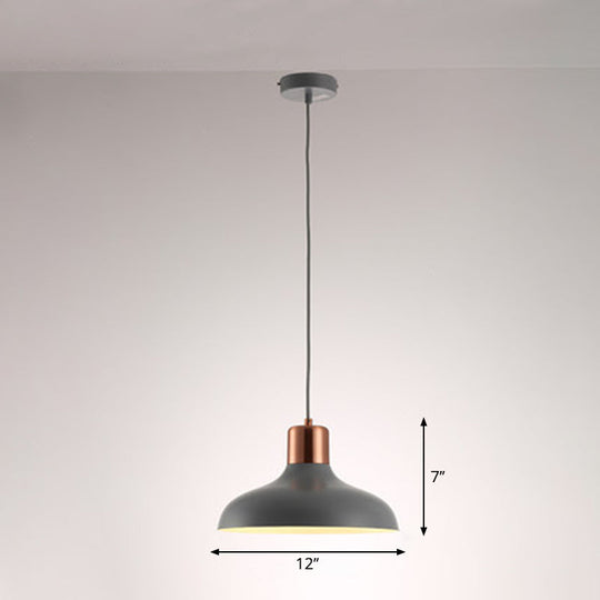 Bowl-Shaped Restaurant Pendant Light - Metal Construction Macaron Suspension Design With 1 Bulb