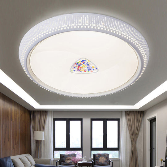 Modern Acrylic LED Flush Mount Ceiling Light - White, 23"/31" Wide
