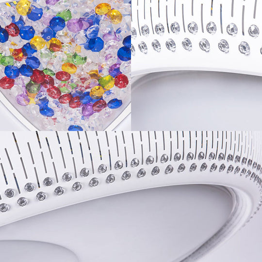 Modern Acrylic LED Flush Mount Ceiling Light - White, 23"/31" Wide