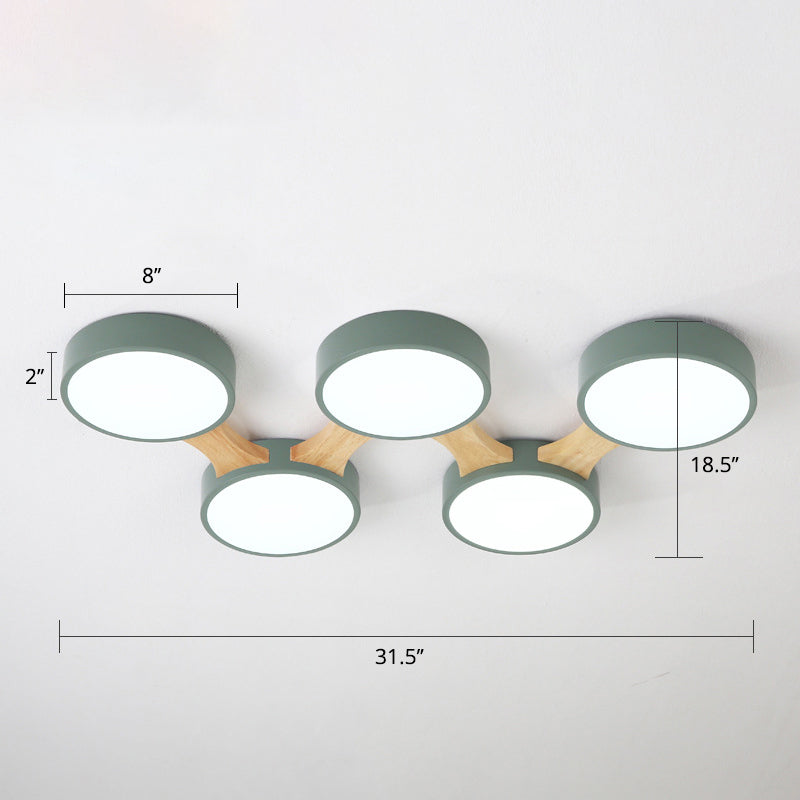Macaron Round Flush LED Ceiling Mount Light - Creative Acrylic Lamp for Living Room