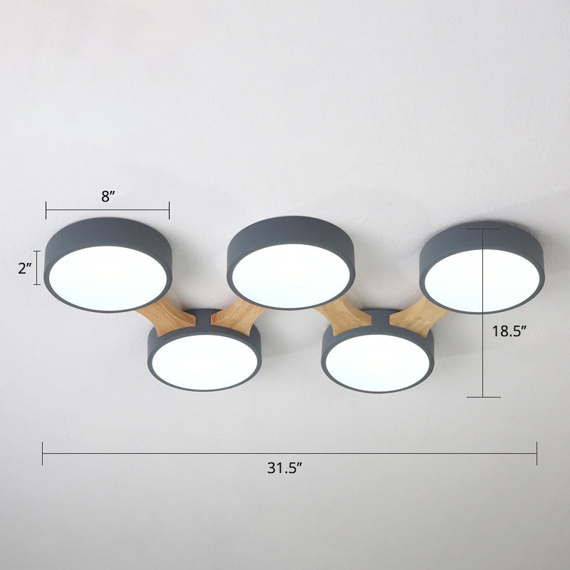 Macaron Round Flush LED Ceiling Mount Light - Creative Acrylic Lamp for Living Room