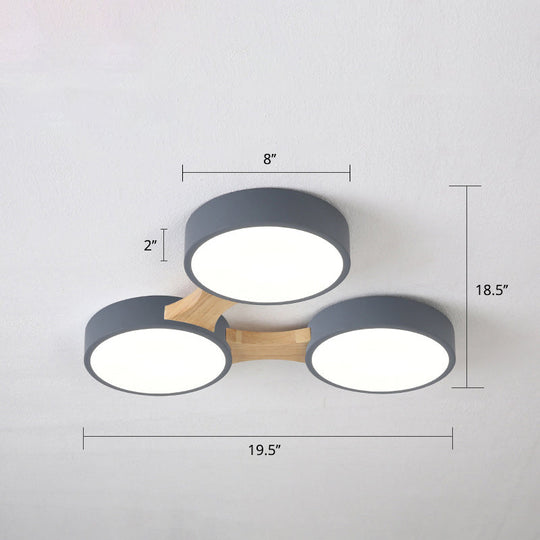 Macaron Round Flush LED Ceiling Mount Light - Creative Acrylic Lamp for Living Room