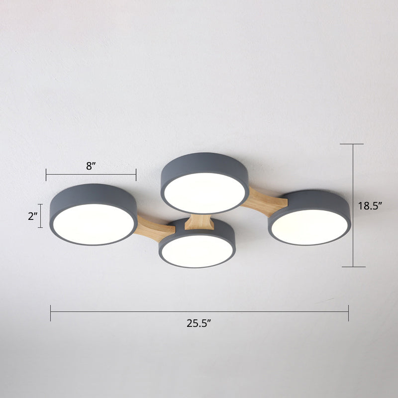 Macaron Round Flush LED Ceiling Mount Light - Creative Acrylic Lamp for Living Room
