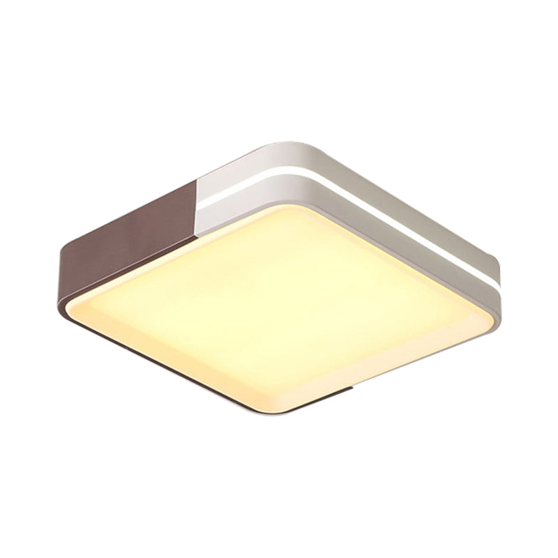 Modern White Led Flush Mount Ceiling Light For Living Room Square/Rectangular Acrylic Shade 19/38