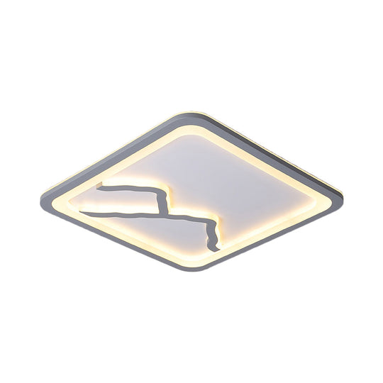 Contemporary LED Acrylic Flush Mount Light in White/Warm Light - Square/Rectangle, 19.5"/23.5"/35.5" Wide