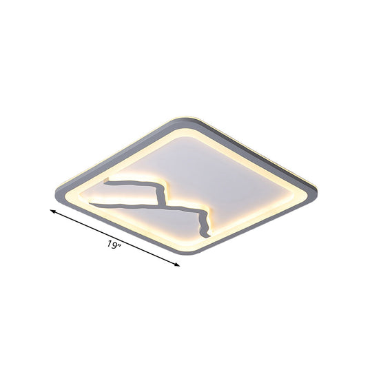 Contemporary LED Acrylic Flush Mount Light in White/Warm Light - Square/Rectangle, 19.5"/23.5"/35.5" Wide