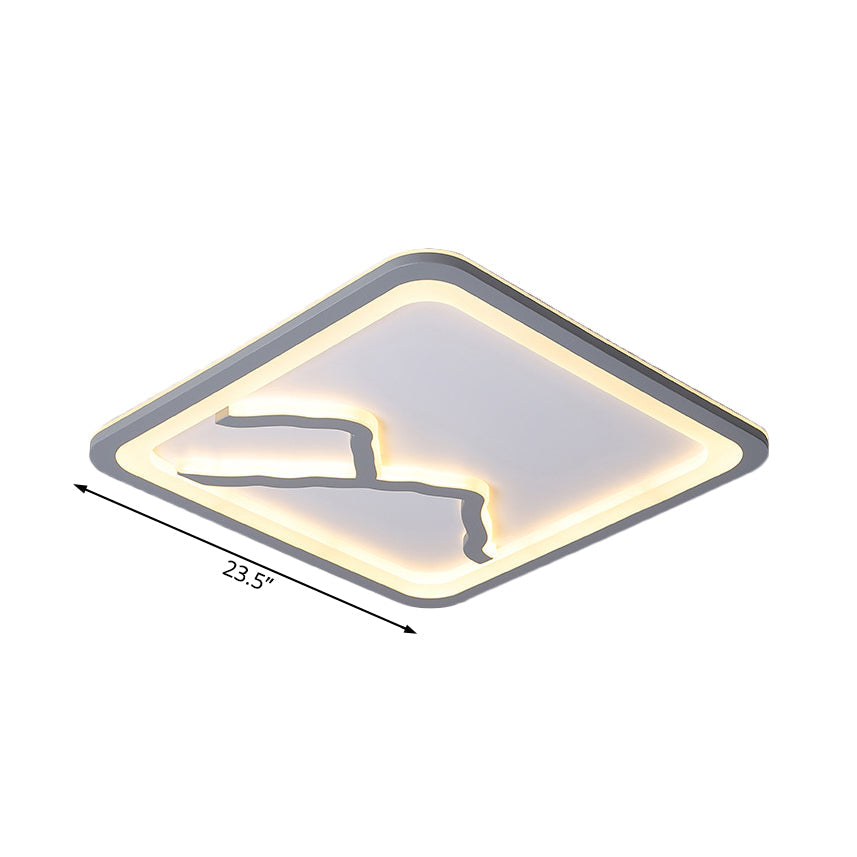 Contemporary LED Acrylic Flush Mount Light in White/Warm Light - Square/Rectangle, 19.5"/23.5"/35.5" Wide