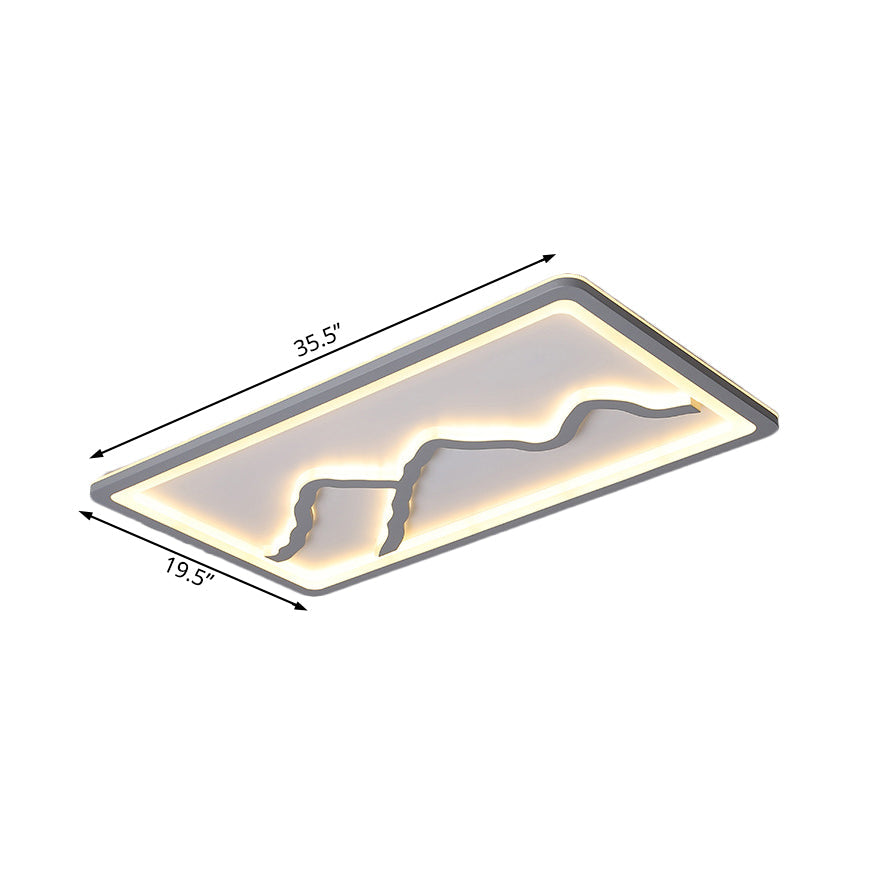 Contemporary LED Acrylic Flush Mount Light in White/Warm Light - Square/Rectangle, 19.5"/23.5"/35.5" Wide