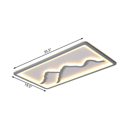 Contemporary LED Acrylic Flush Mount Light in White/Warm Light - Square/Rectangle, 19.5"/23.5"/35.5" Wide