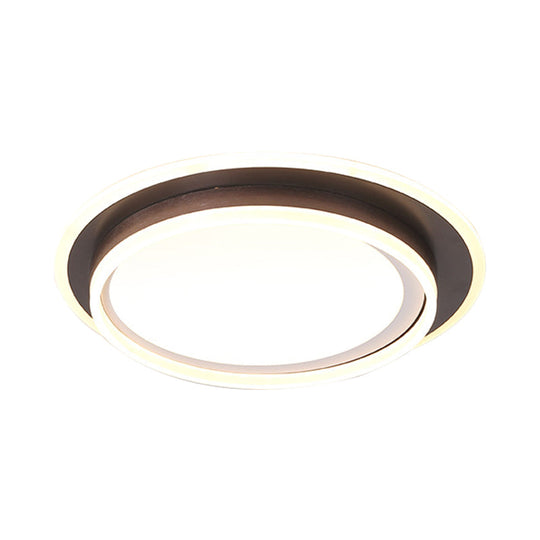 Contemporary LED Flush Mount Light Fixture - White Round 16"/19.5" Wide Metal with Frosted Diffuser, White/Warm Light