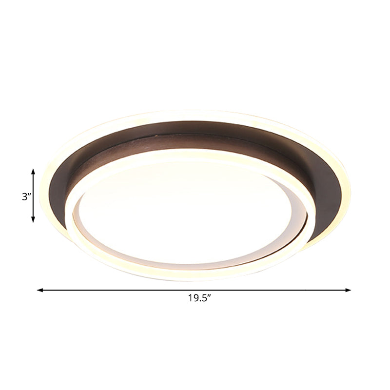 Contemporary LED Flush Mount Light Fixture - White Round 16"/19.5" Wide Metal with Frosted Diffuser, White/Warm Light