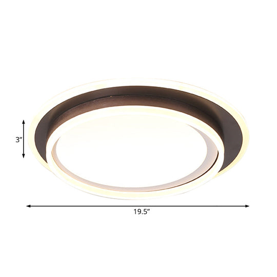Contemporary LED Flush Mount Light Fixture - White Round 16"/19.5" Wide Metal with Frosted Diffuser, White/Warm Light