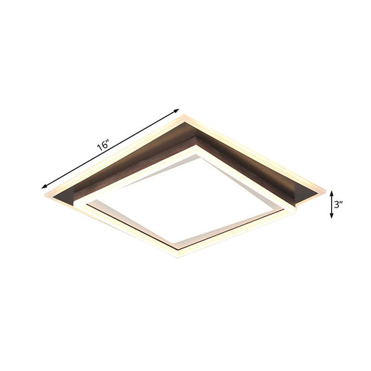 Modern Metal Led Flush Mount Ceiling Lamp With Recessed Diffuser - Square/Rectangular White/Warm
