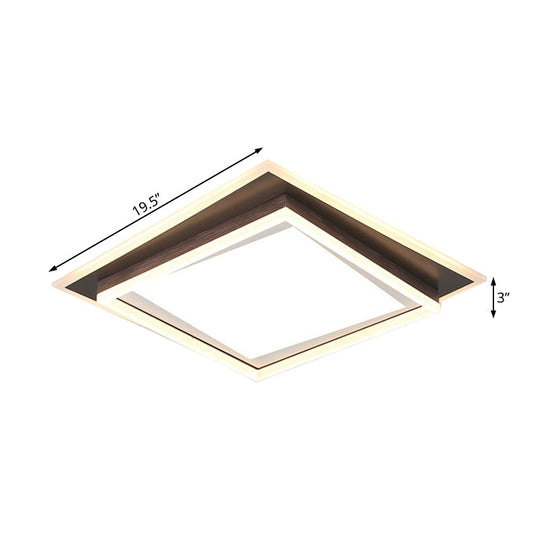 Modern Metal LED Flush Mount Ceiling Lamp with Recessed Diffuser - Square/Rectangular, White/Warm Light (16"/19.5"/35.5" Wide)