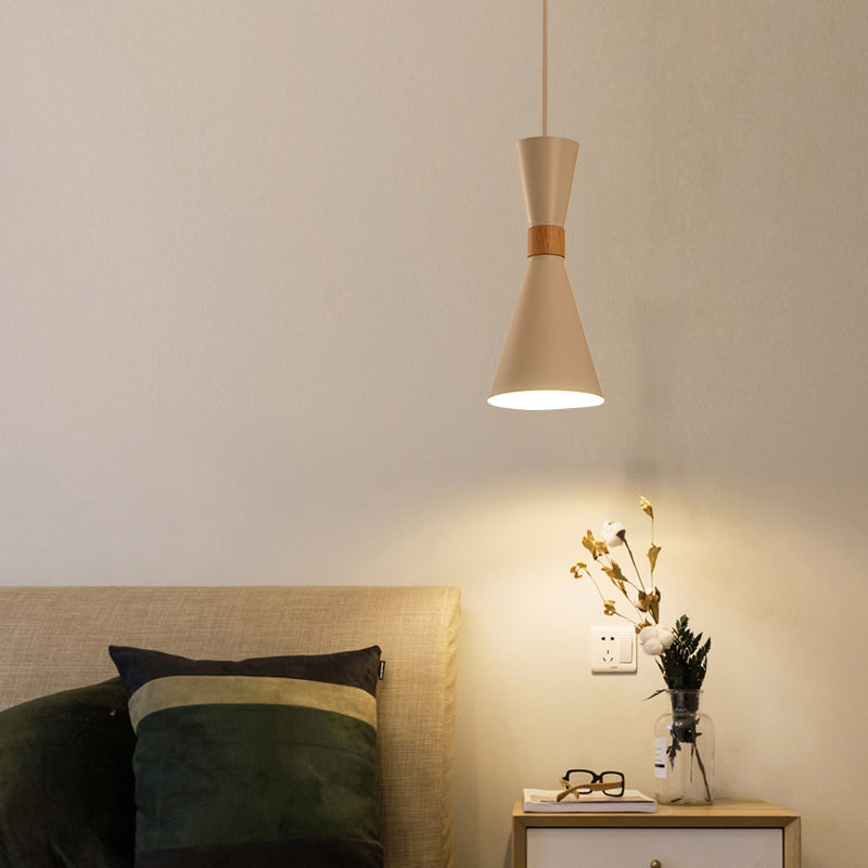 Nordic Metallic Hourglass Pendant Light - Stylish 1-Light Bedside Hanging Ceiling Fixture