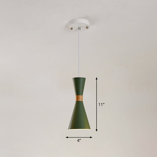 Nordic Metallic Hourglass Pendant Light - Stylish 1-Light Bedside Hanging Ceiling Fixture