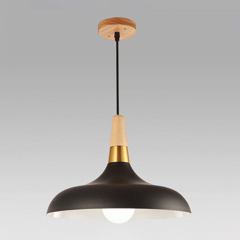 Nordic Metal Pendant Light For Restaurant With Swell Shade Black