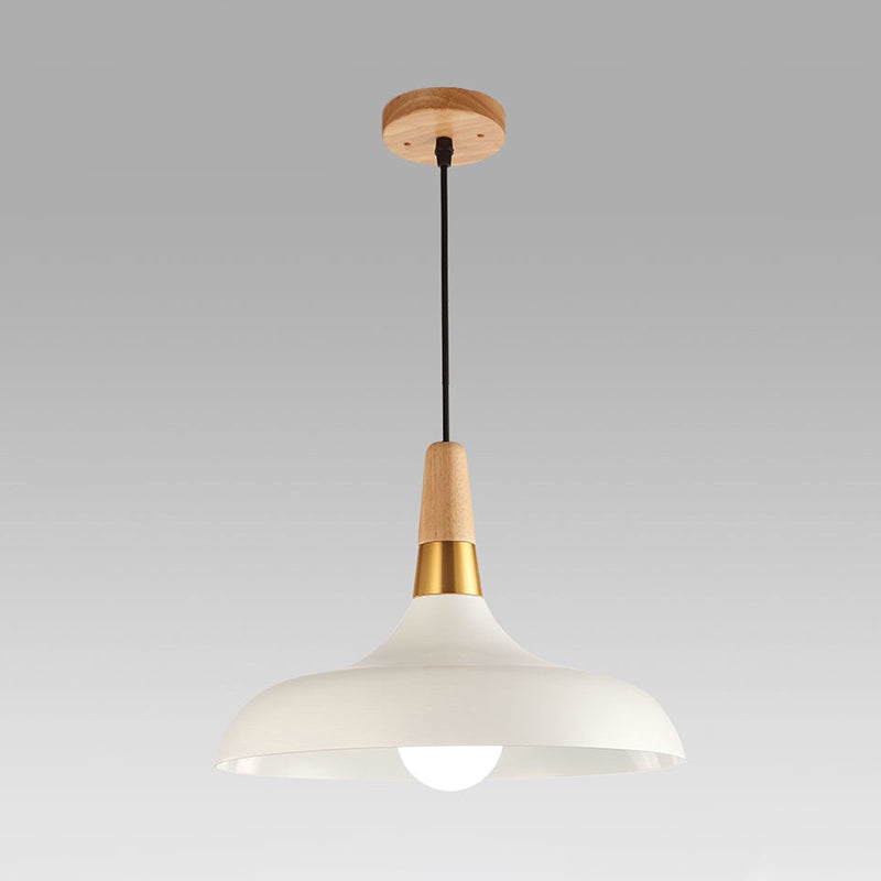 Nordic Metal Pendant Light For Restaurant With Swell Shade White