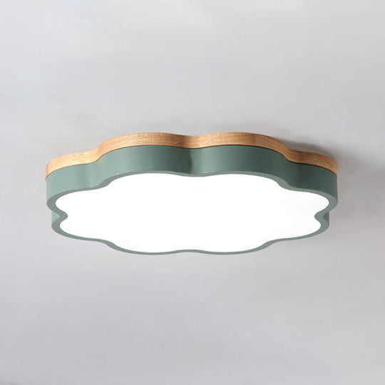 Green & Wood Floral LED Ceiling Lamp for Bedroom - Simple & Sleek