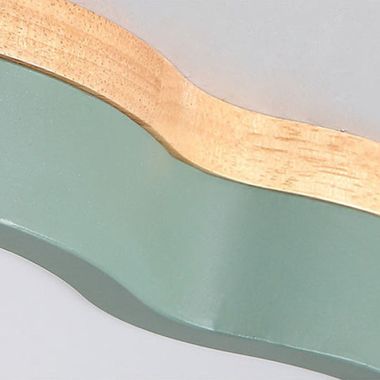 Green & Wood Floral LED Ceiling Lamp for Bedroom - Simple & Sleek