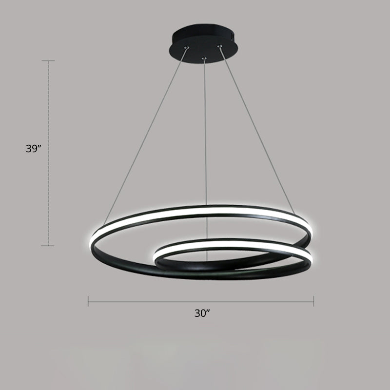 Lustre LED en aluminium - Lampe à suspension minimaliste en forme de boucle pour salle à manger