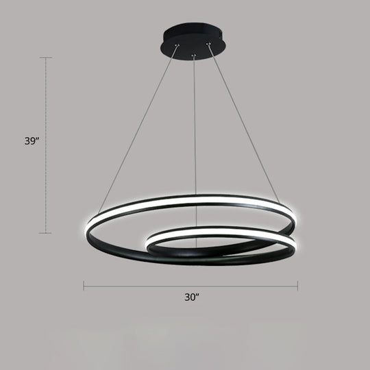 Lustre LED en aluminium - Lampe à suspension minimaliste en forme de boucle pour salle à manger