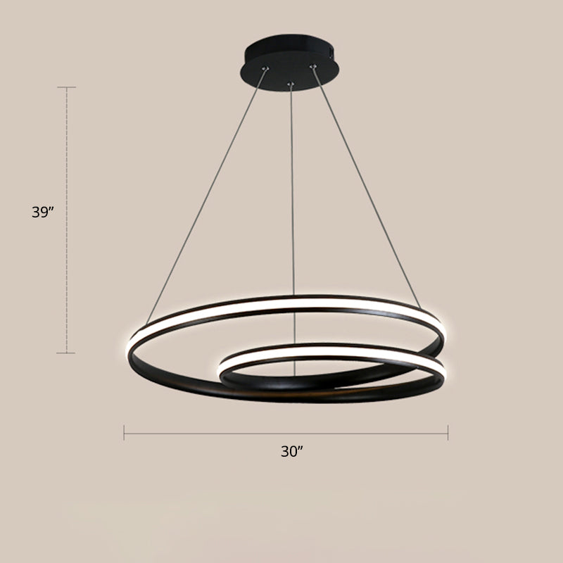 Lustre LED en aluminium - Lampe à suspension minimaliste en forme de boucle pour salle à manger