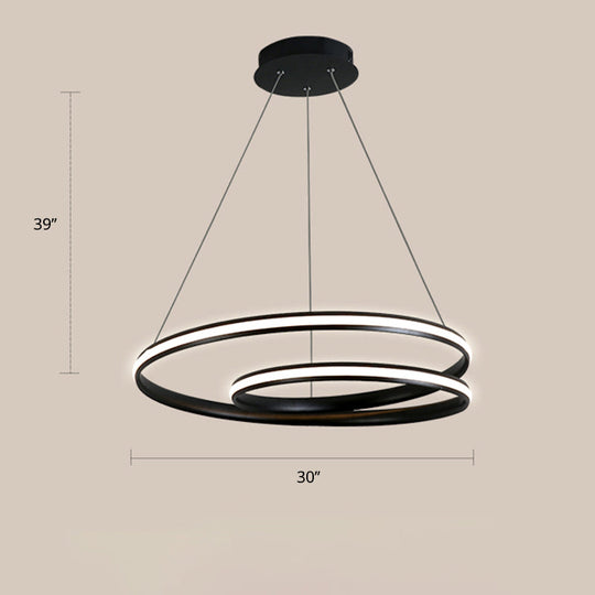 Lustre LED en aluminium - Lampe à suspension minimaliste en forme de boucle pour salle à manger