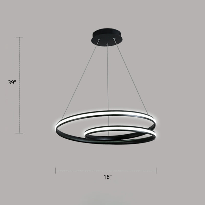 Lustre LED en aluminium - Lampe à suspension minimaliste en forme de boucle pour salle à manger
