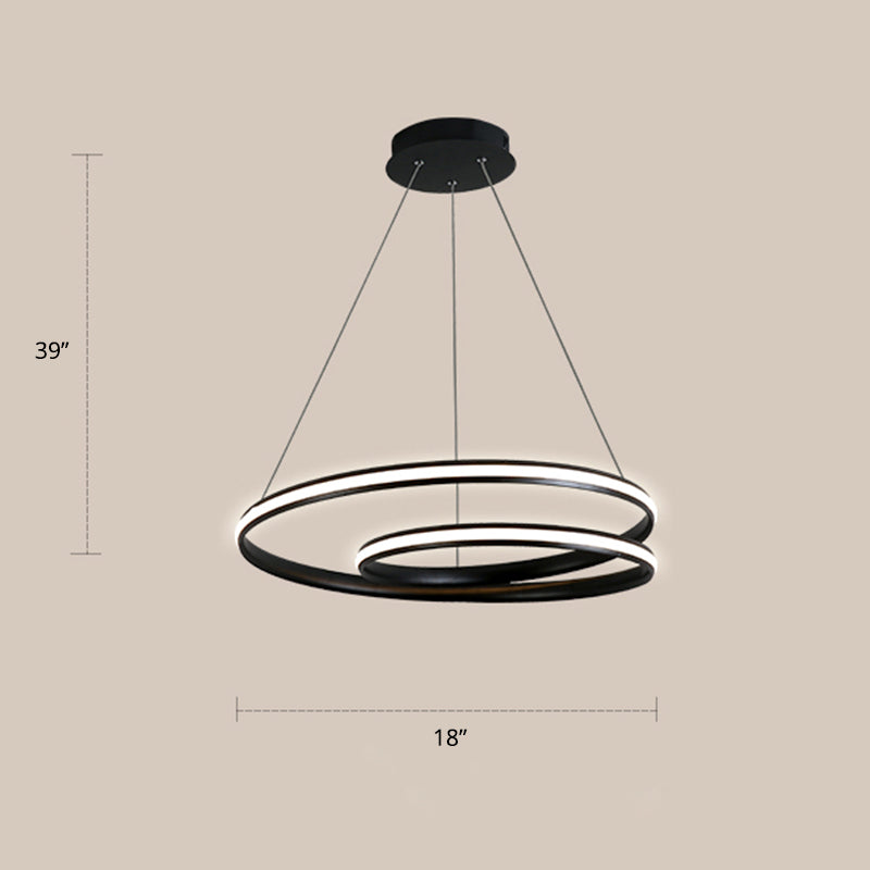 Lustre LED en aluminium - Lampe à suspension minimaliste en forme de boucle pour salle à manger
