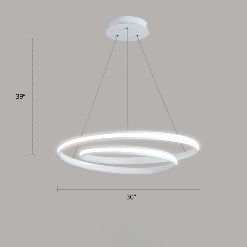 Lustre LED en aluminium - Lampe à suspension minimaliste en forme de boucle pour salle à manger