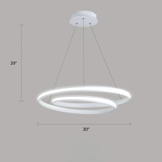 Lustre LED en aluminium - Lampe à suspension minimaliste en forme de boucle pour salle à manger