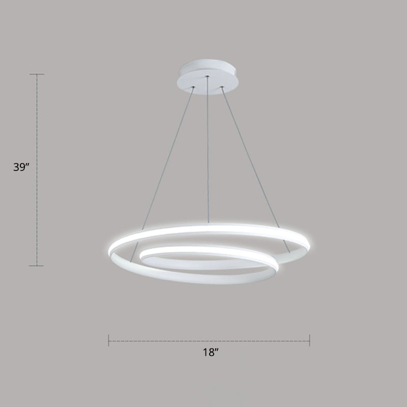 Lustre LED en aluminium - Lampe à suspension minimaliste en forme de boucle pour salle à manger