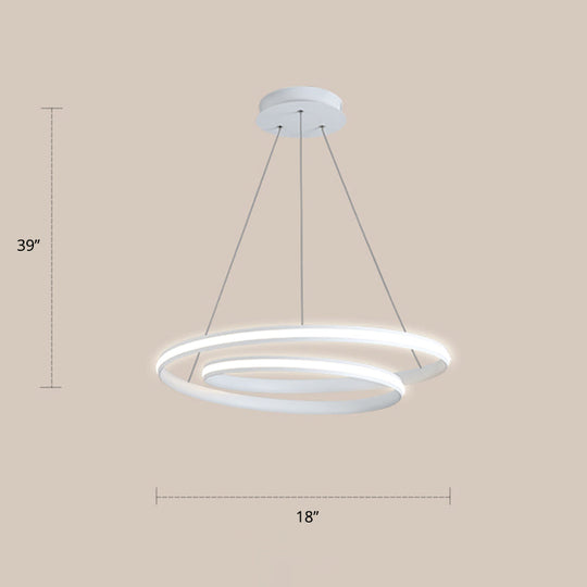 Lustre LED en aluminium - Lampe à suspension minimaliste en forme de boucle pour salle à manger