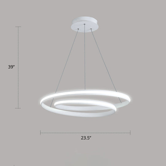Lustre LED en aluminium - Lampe à suspension minimaliste en forme de boucle pour salle à manger