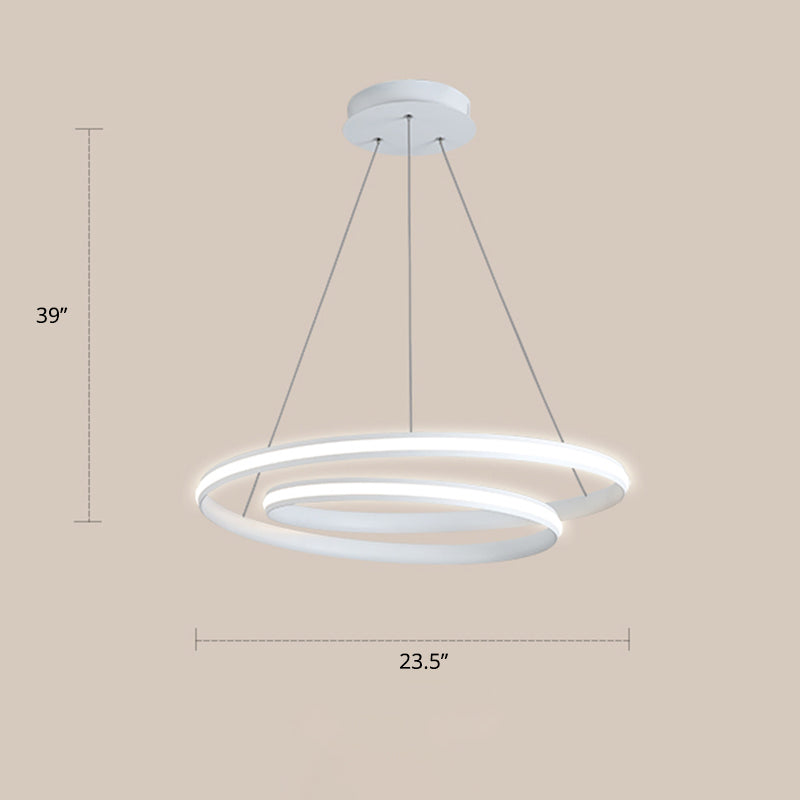 Lustre LED en aluminium - Lampe à suspension minimaliste en forme de boucle pour salle à manger