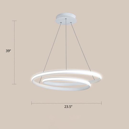 Lustre LED en aluminium - Lampe à suspension minimaliste en forme de boucle pour salle à manger