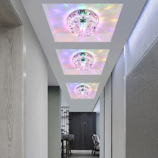 Contemporary LED Crystal Lotus Flush Mount Ceiling Light in Clear
