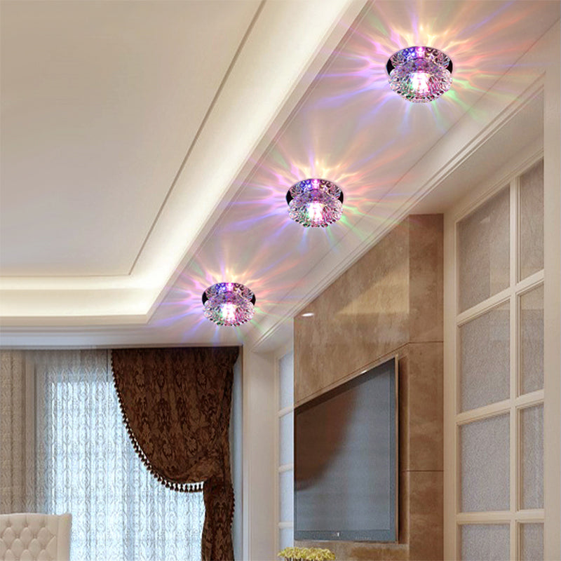 Contemporary LED Crystal Lotus Flush Mount Ceiling Light in Clear