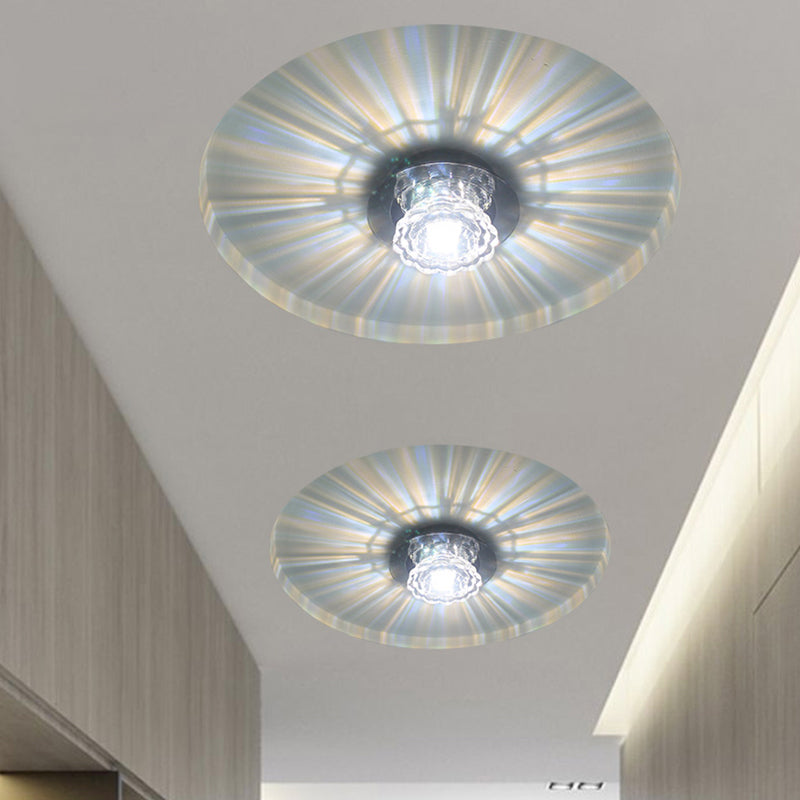 Minimalist Crystal Clear Scalloped Flush Ceiling Light for Corridor - Flush Mount Fixture