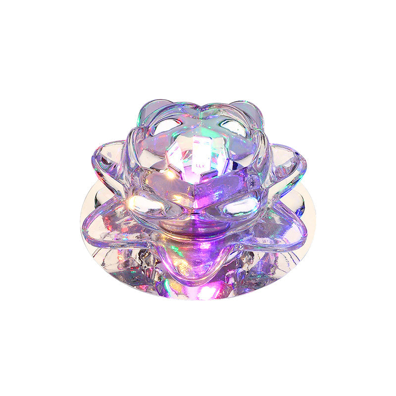 Lotus LED Crystal Spotlight: Modern Ceiling Fixture with Clear Crystal Flush Mount Lighting for Living Room