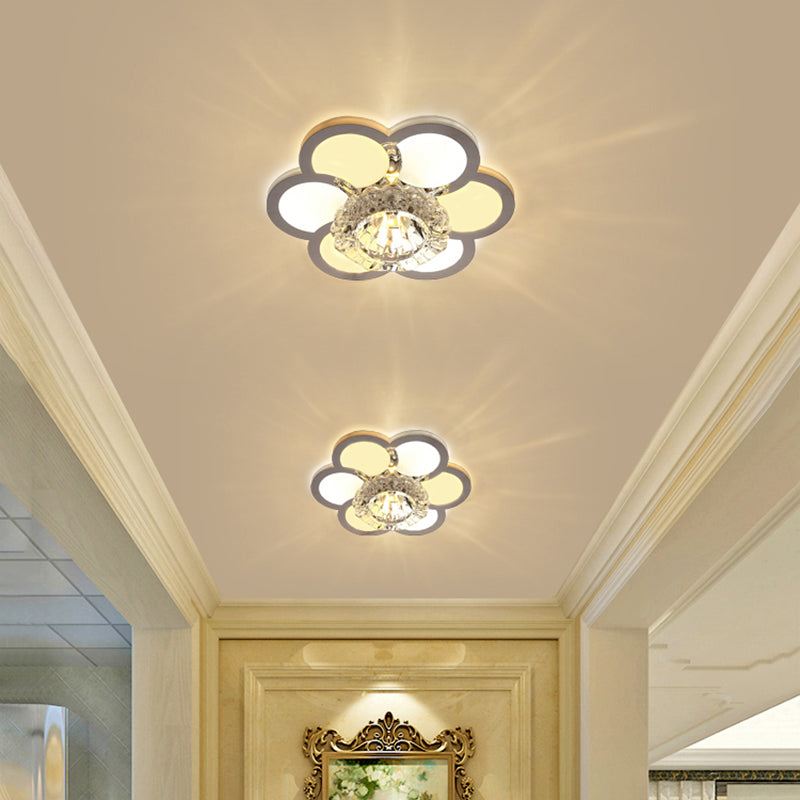 Modern Ultra-Thin Clear Crystal Flushmount Ceiling Spotlight for Corridor