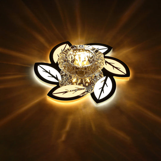 Modern Ultra-Thin Clear Crystal Flushmount Ceiling Spotlight for Corridor