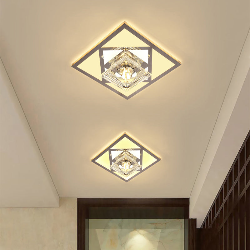 Modern Ultra-Thin Clear Crystal Flushmount Ceiling Spotlight for Corridor