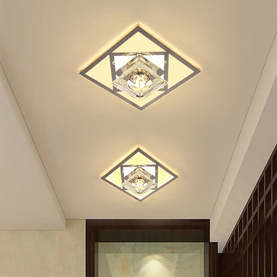 Modern Ultra-Thin Clear Crystal Flushmount Ceiling Spotlight for Corridor