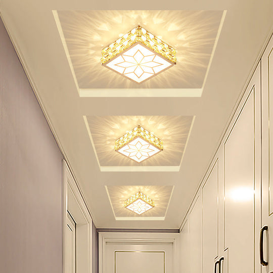 Simple Crystal Embedded LED Ceiling Flush Mount Light Fixture for Hallways