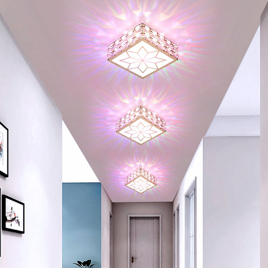 Simple Crystal Embedded LED Ceiling Flush Mount Light Fixture for Hallways