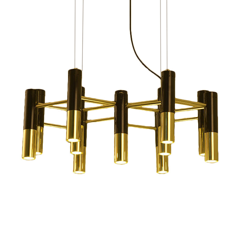 Contemporary Gold LED Tube Chandelier: 11/22 Lights, Warm Pendant Light Fixture