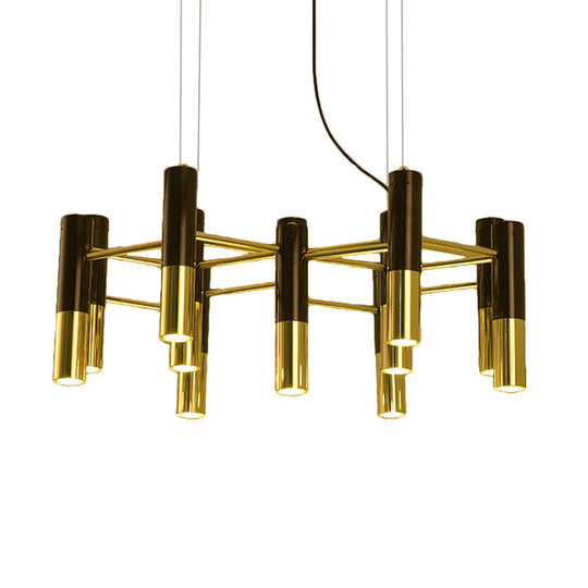 Contemporary Gold LED Tube Chandelier: 11/22 Lights, Warm Pendant Light Fixture