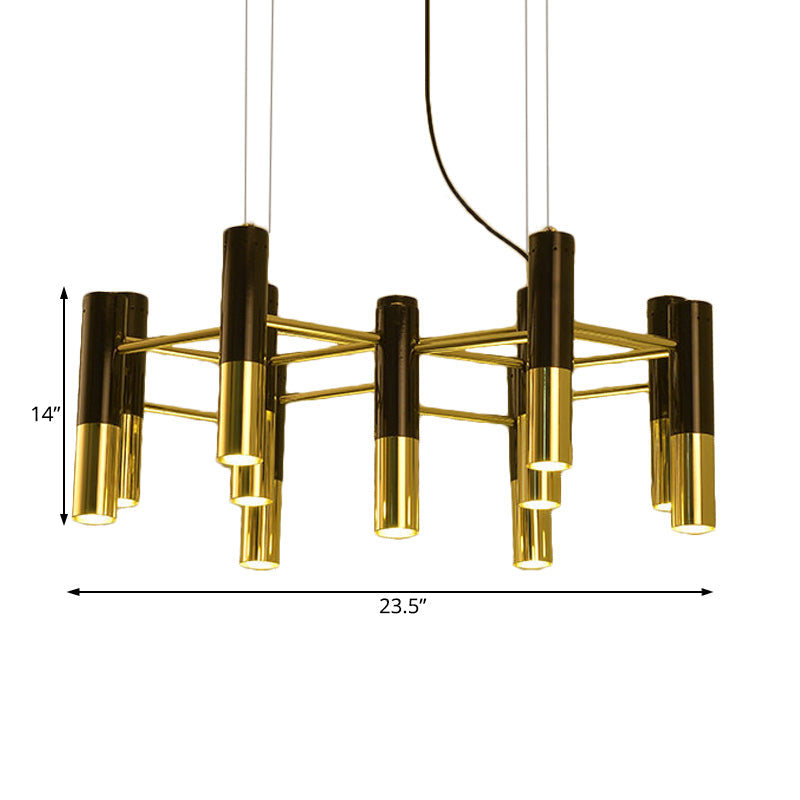 Contemporary Gold LED Tube Chandelier: 11/22 Lights, Warm Pendant Light Fixture